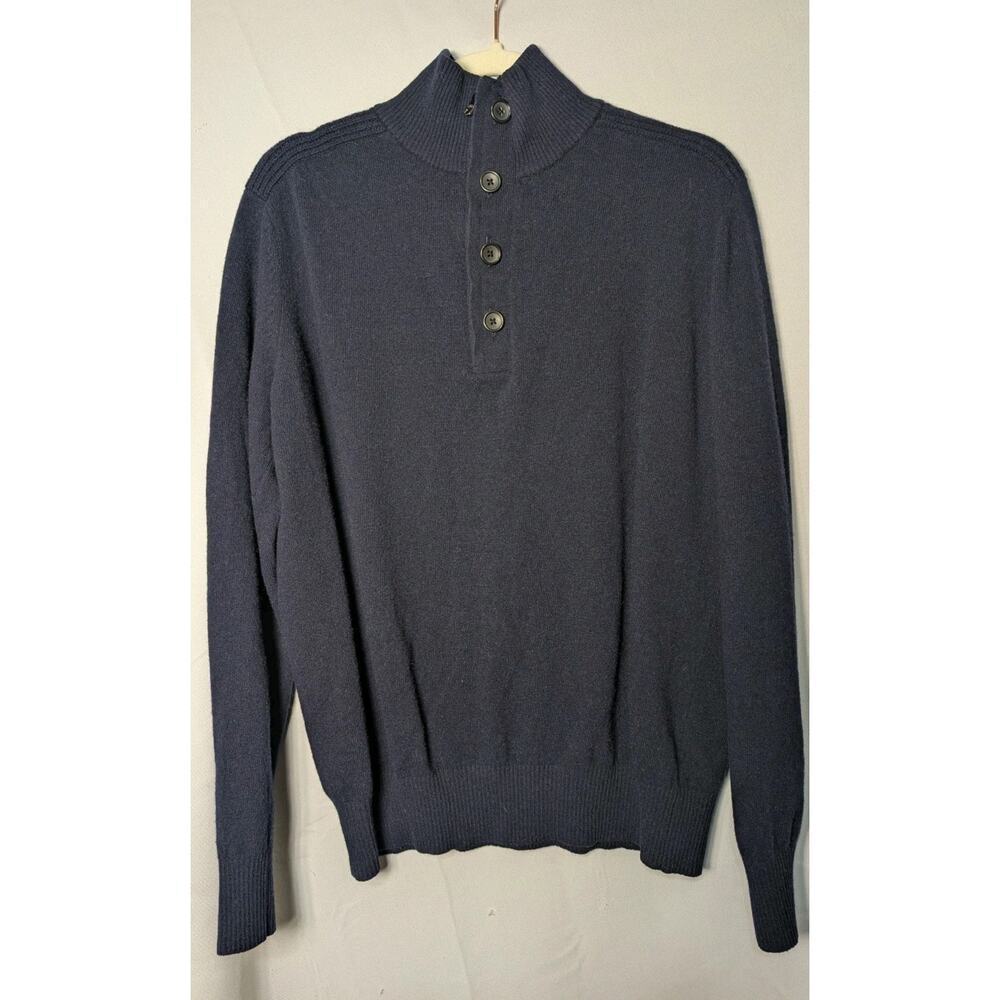 Banana Republic Merino Wool Navy Men's Ribbed Sweater Lightweight L (644)